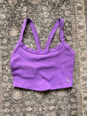 FP Movement by Free People Purple Ribbed Double-Strap Crop Tank